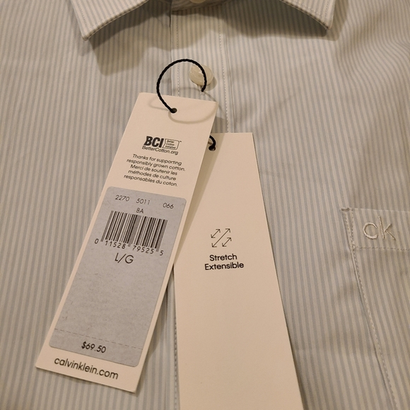 NWT Calvin Klein Blue Strip Button Up Shirt - Picture 4 of 10